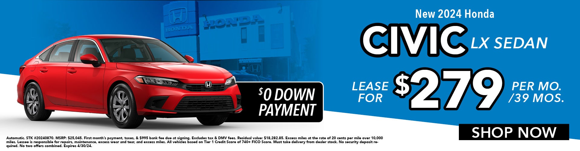Lease a 2024 Civic LX at Honda of New Rochelle